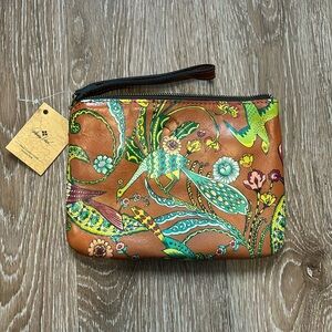 New (with defect) Patricia Nash birds of paradise leather Cassini wristlet